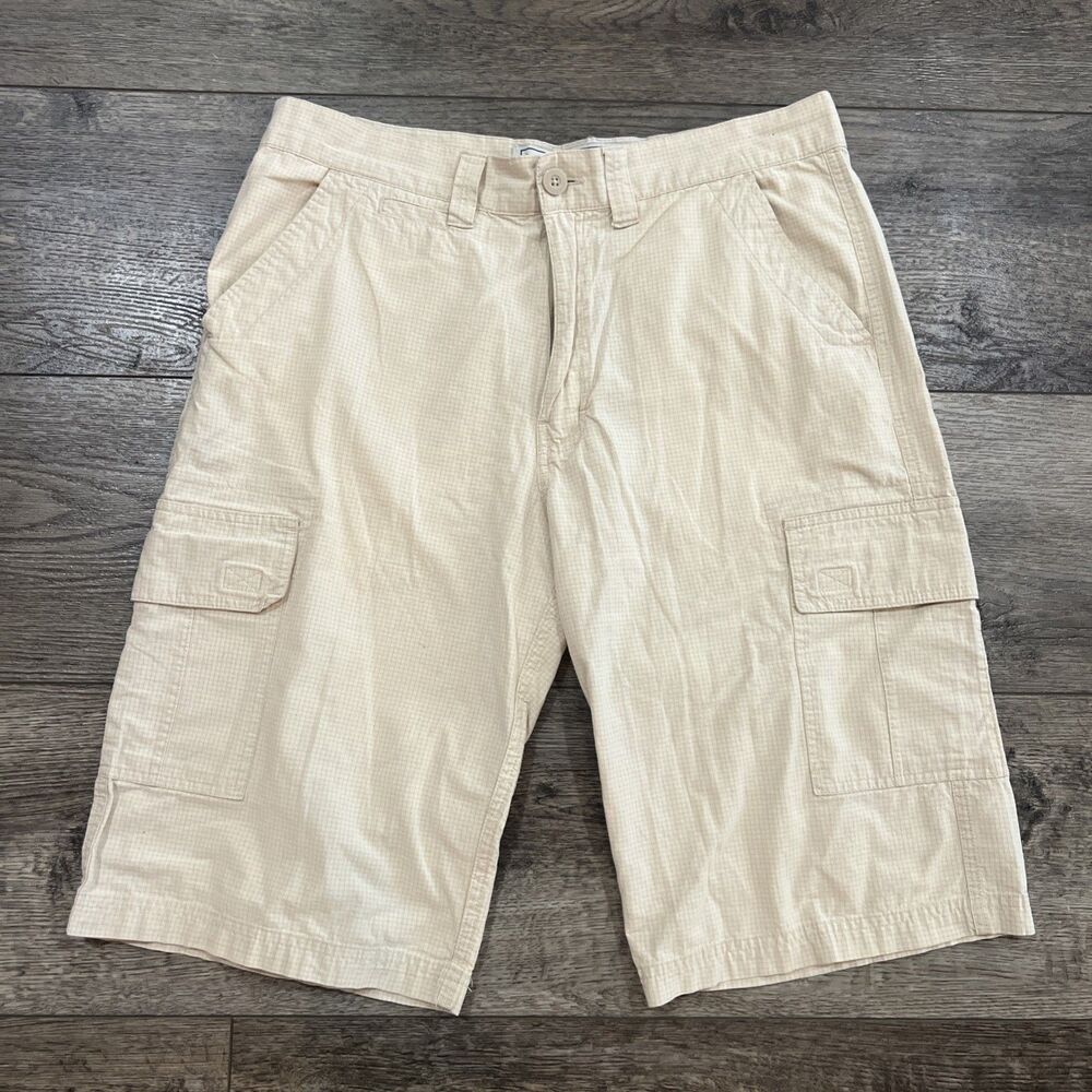 Vintage Y2K Avirex Tan Gingham Cargo Shorts Beach Surf Skate Streetwear Men’s 34